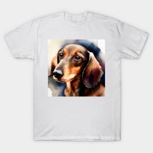 Dachshund Watercolor Portrait T-Shirt